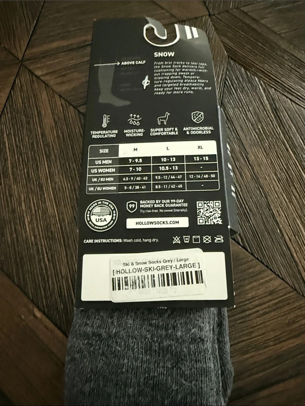 Hollow Performance Alpaca Snow Socks Gray Midweight Medium Cushion